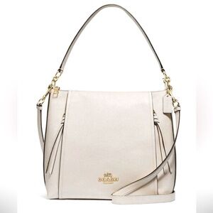 COACH CHALK PEBBLE LEATHER MARLON HOBO PURSE HANDBAG TOTE & DUST BAG